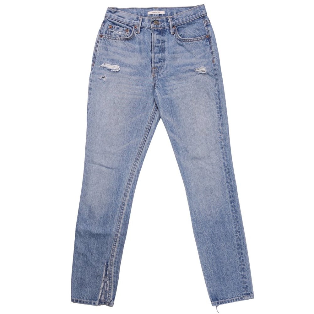 GRLFRND Karolina Distressed Jeans Button Fly High Rise & Split Hems